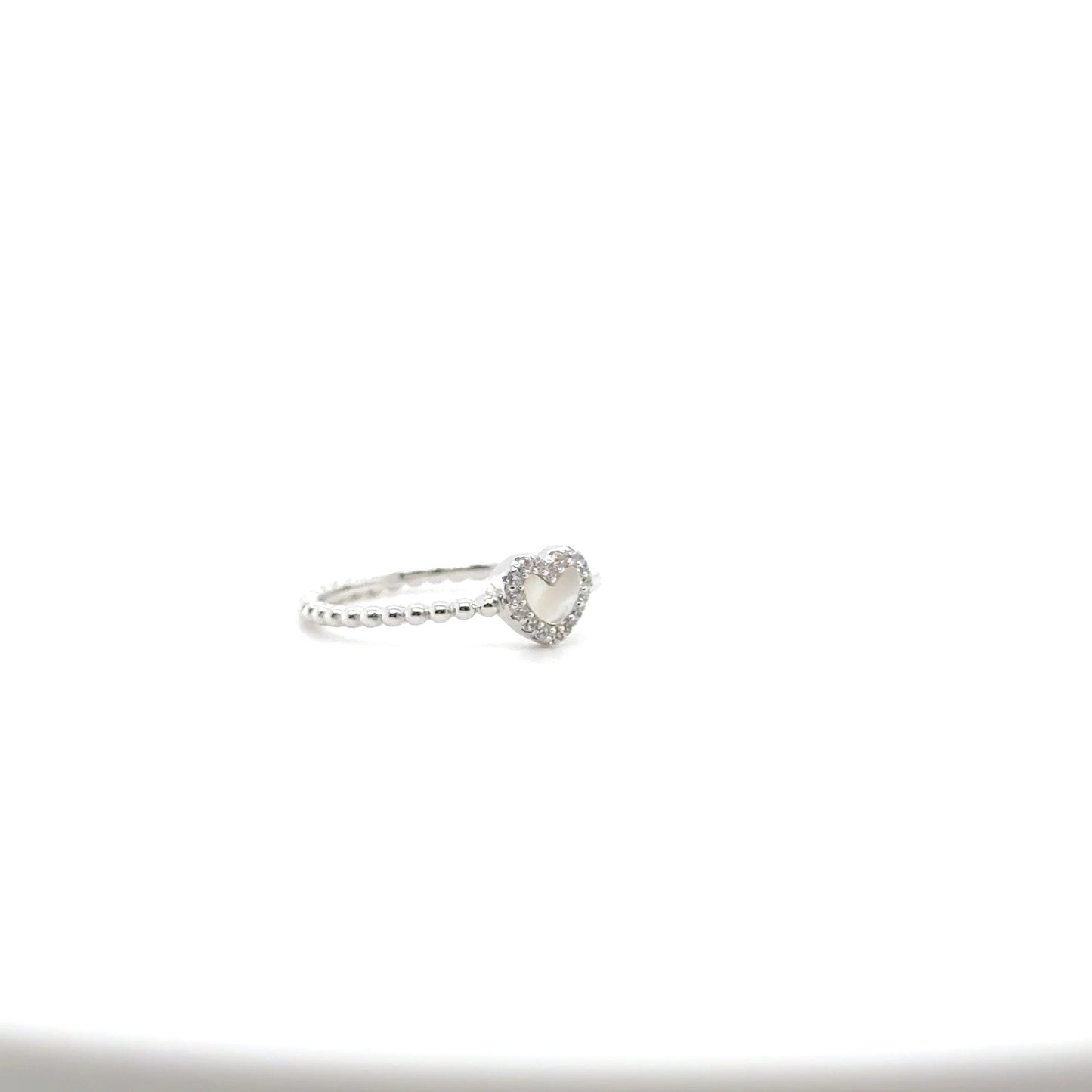 Mother Pearl Heart Silver Ring