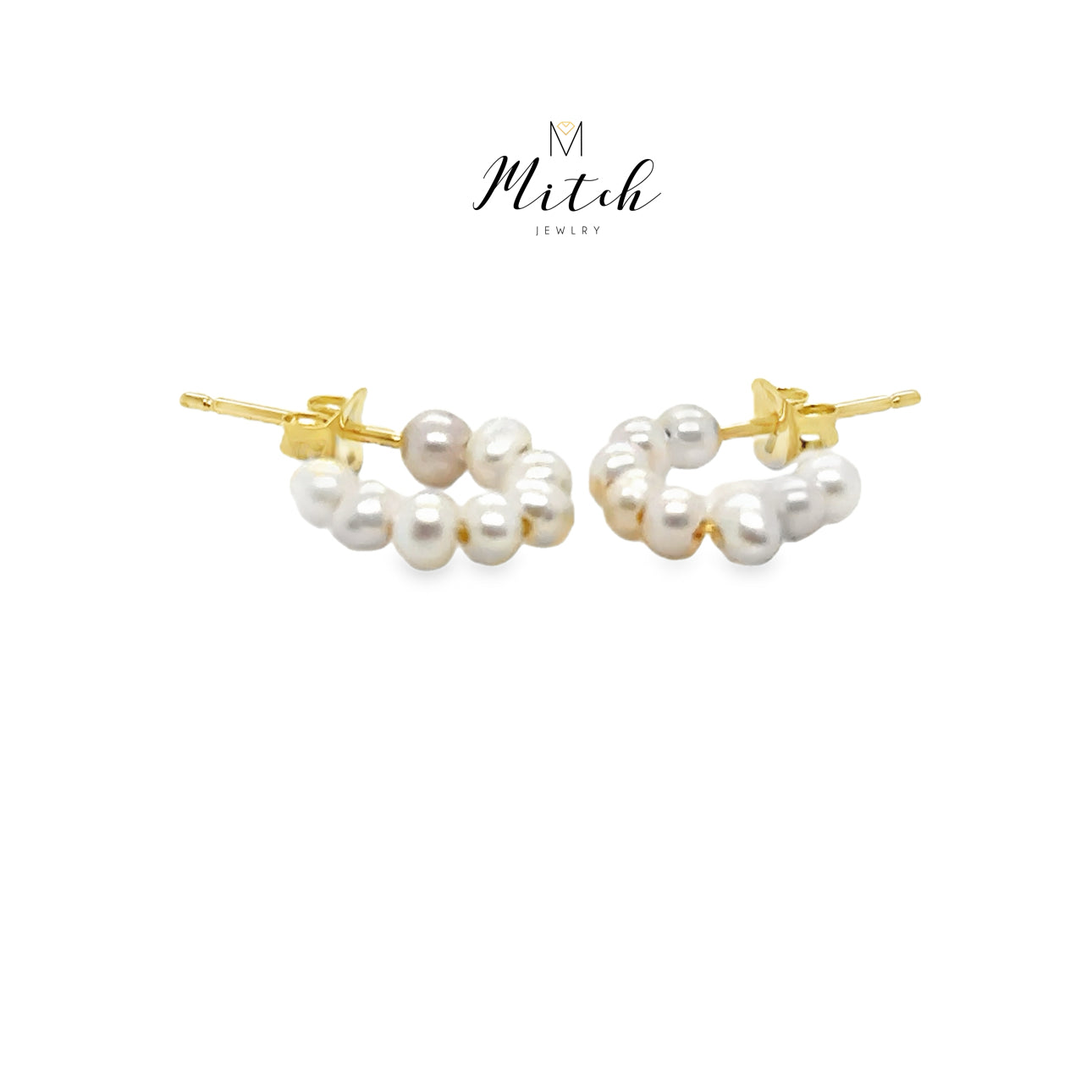 Pearl Half Hoop 14k Gold