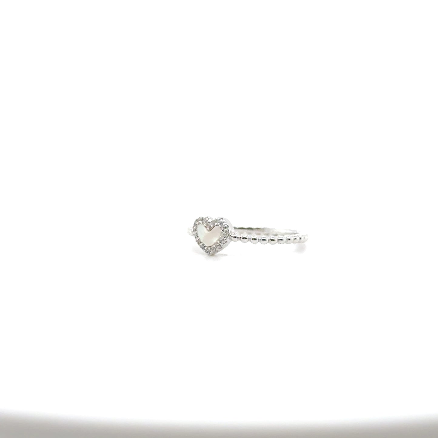 Mother Pearl Heart Silver Ring