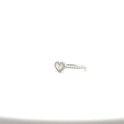 Mother Pearl Heart Silver Ring