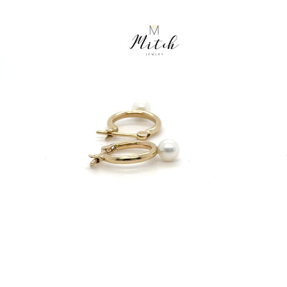Pearl Hoop 14k Gold