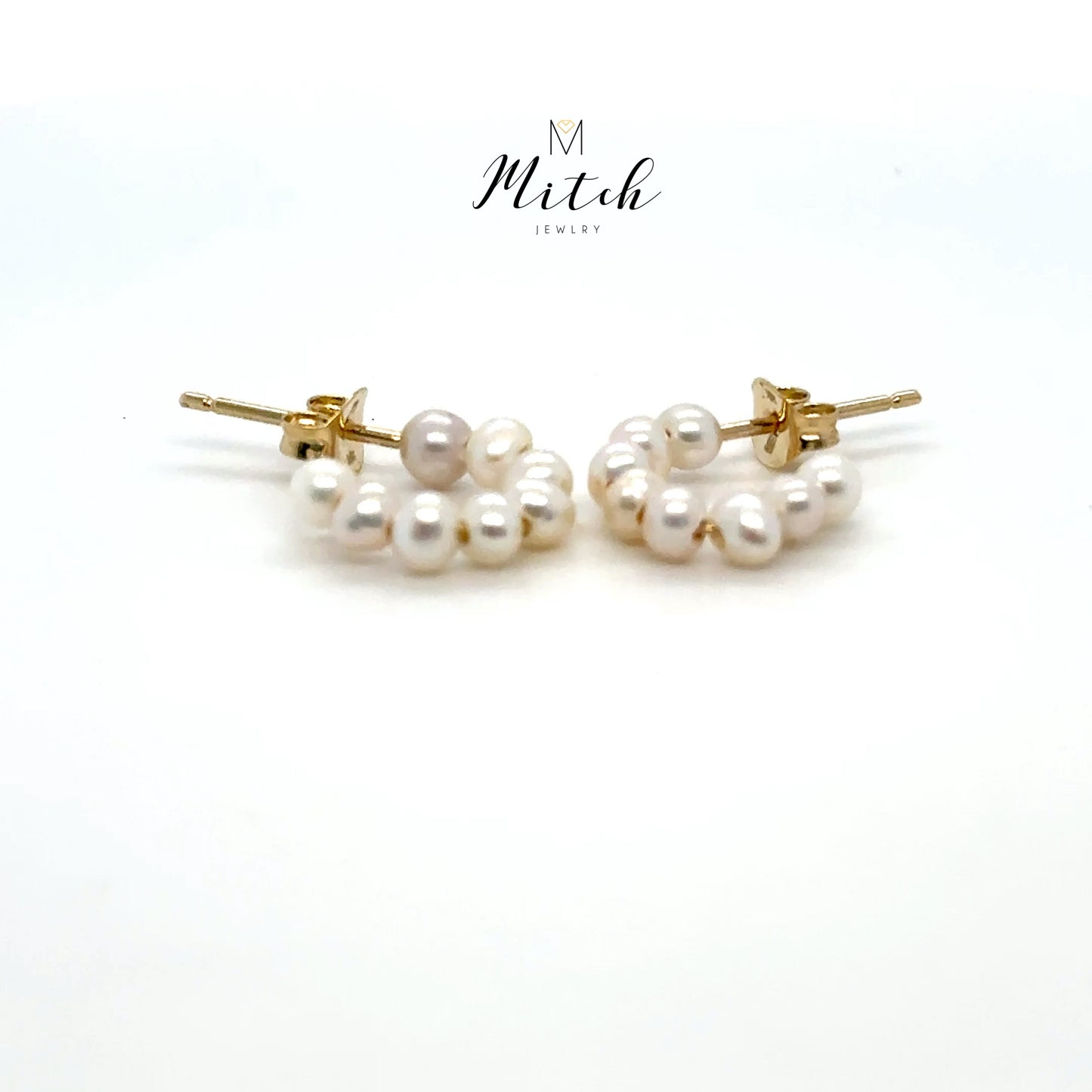 Pearl Half Hoop 14k Gold