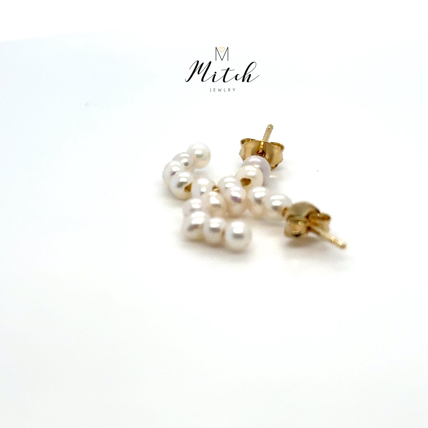 Pearl Half Hoop 14k Gold