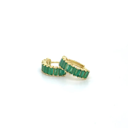 GREEN BAGUETTES GOLD HUGGIES