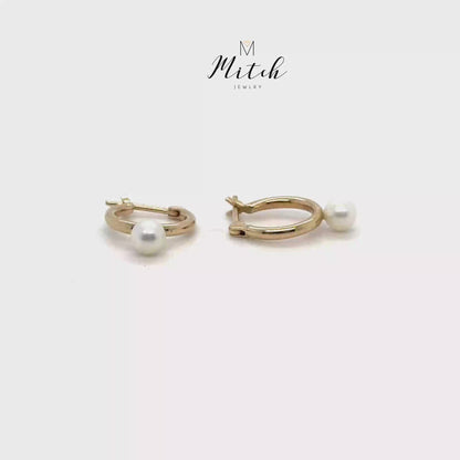 Pearl Hoop 14k Gold