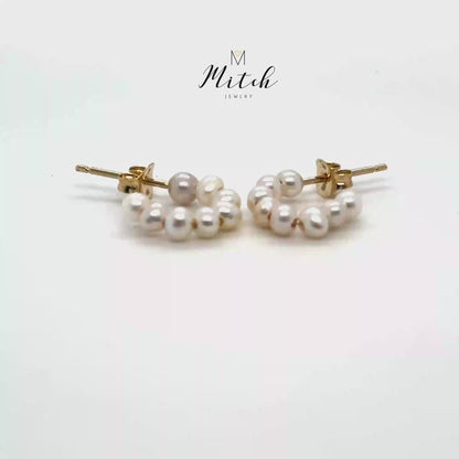 Pearl Half Hoop 14k Gold
